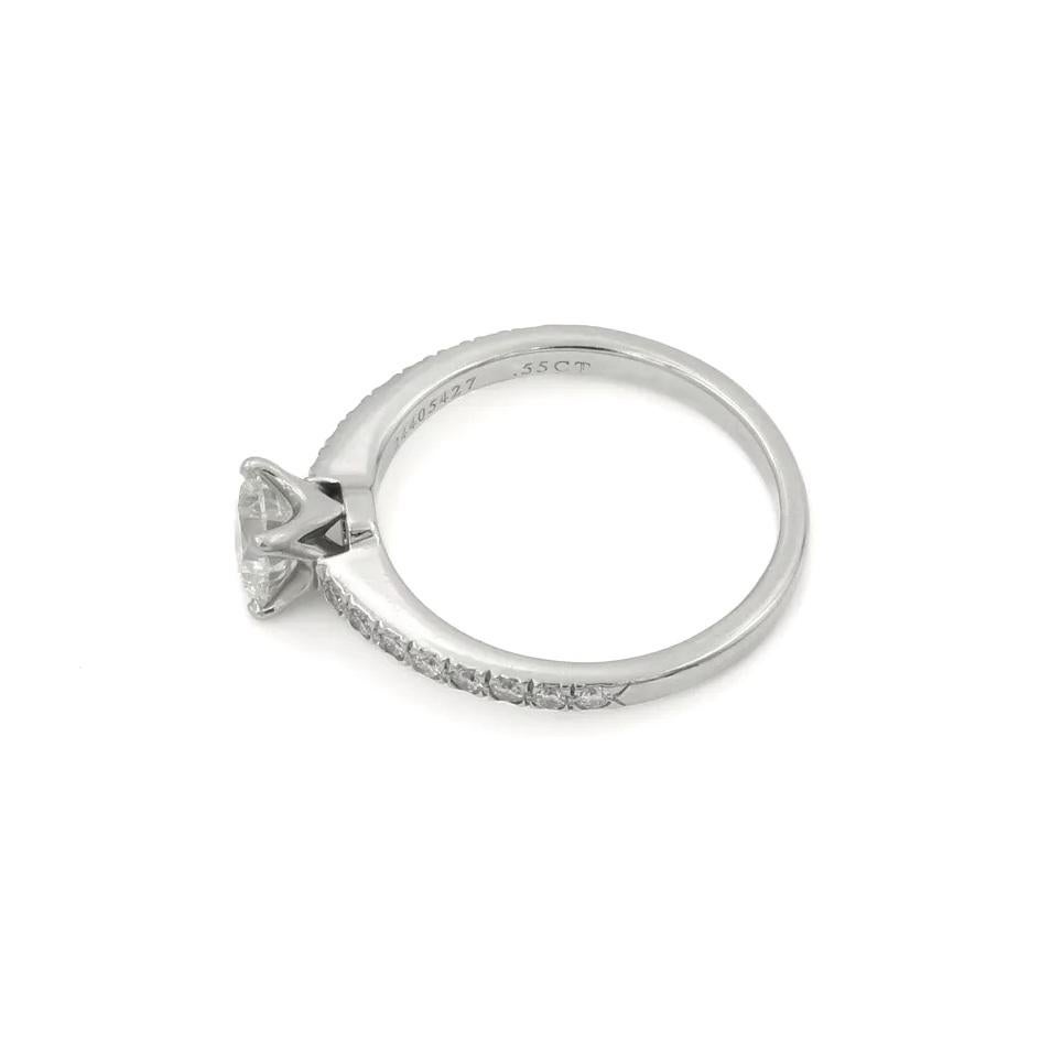 TIFFANY & Co. Platinum Cushion Cut .55ct Diamond Engagement Ring 5.5 For Sale 3