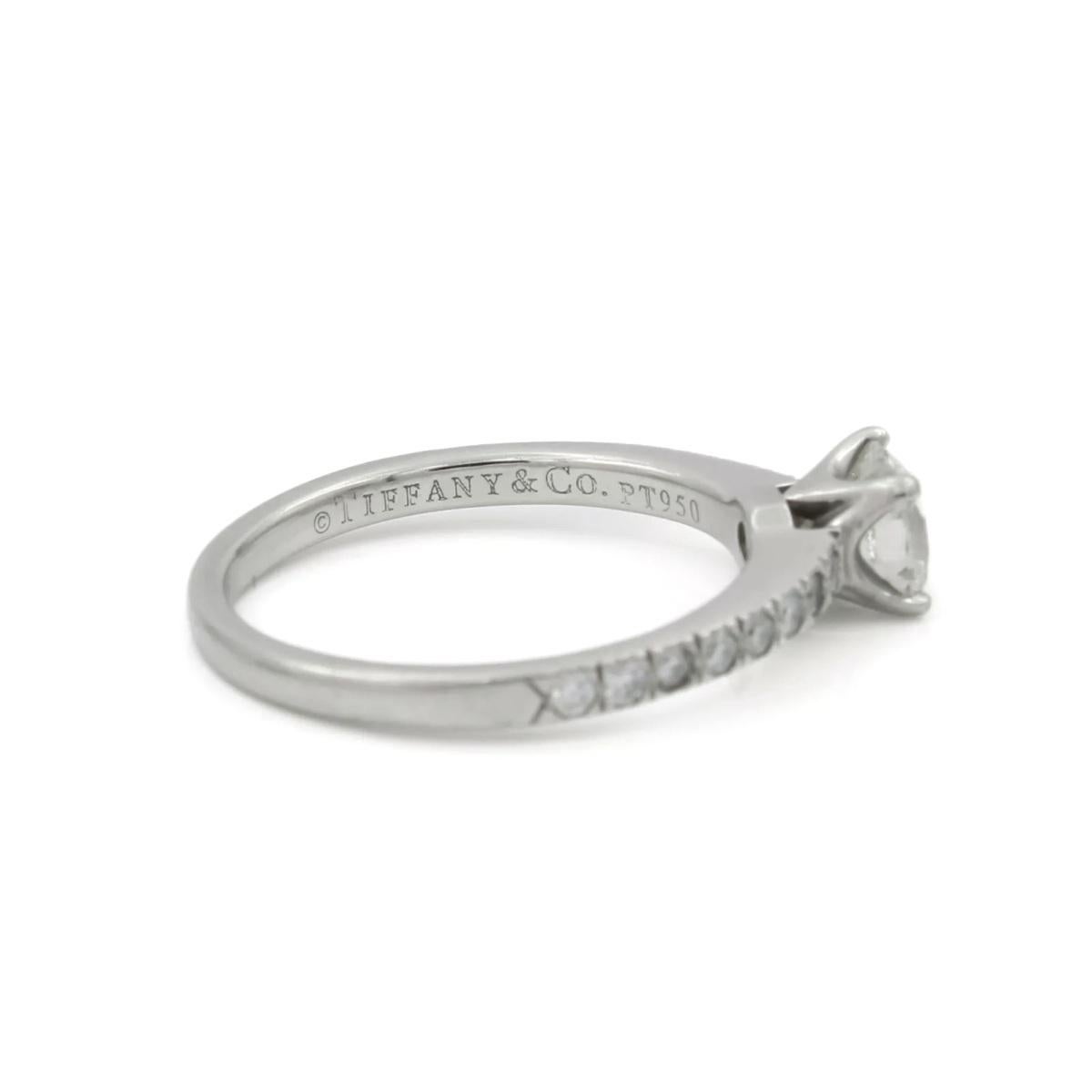 TIFFANY & Co. Platinum Cushion Cut .55ct Diamond Engagement Ring 5.5 For Sale 4