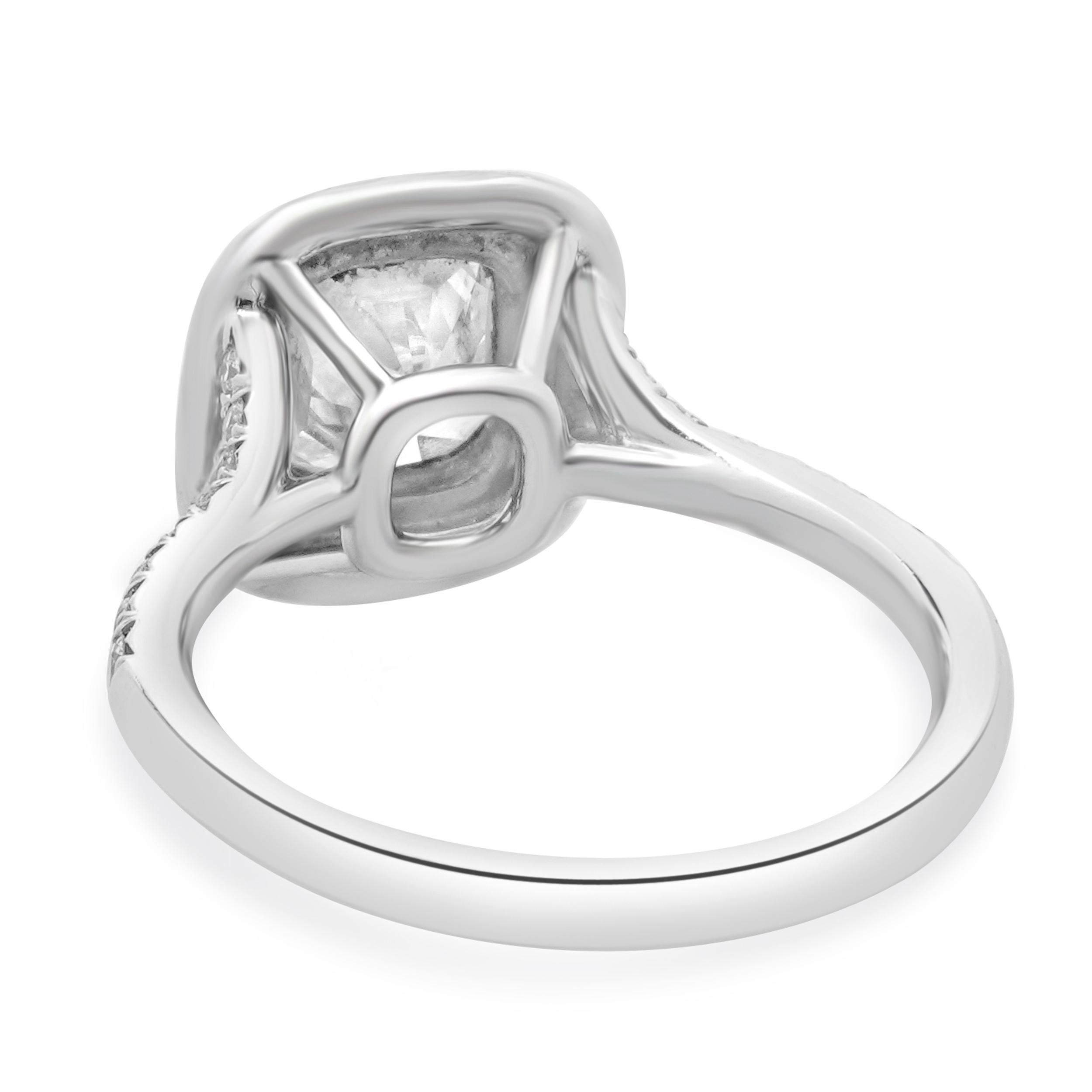Tiffany & Co. Platinum Cushion Cut Diamond Engagement Ring In Excellent Condition For Sale In Scottsdale, AZ
