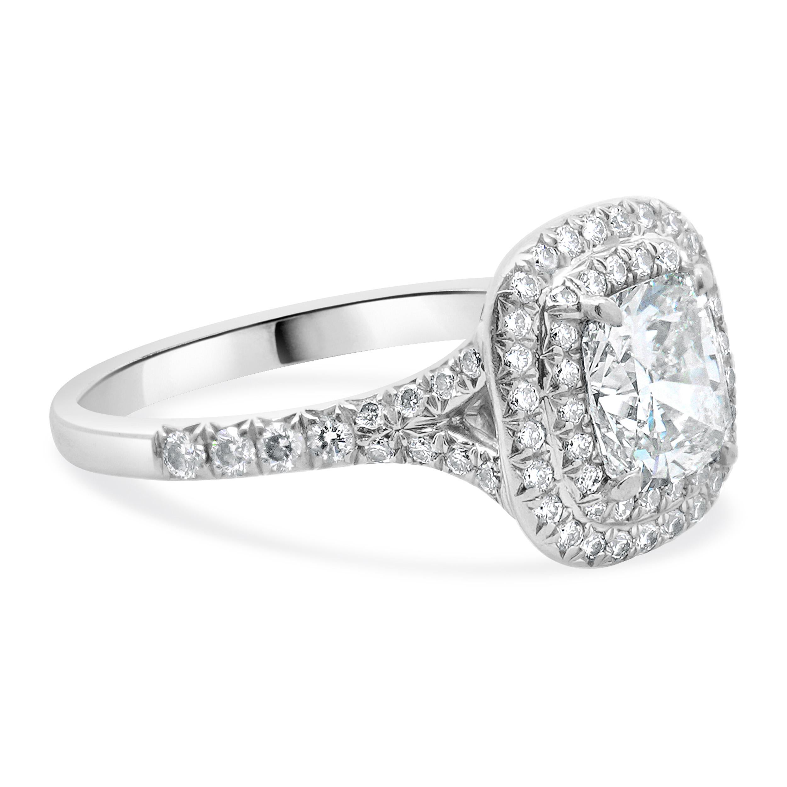 Women's Tiffany & Co. Platinum Cushion Cut Diamond Engagement Ring For Sale