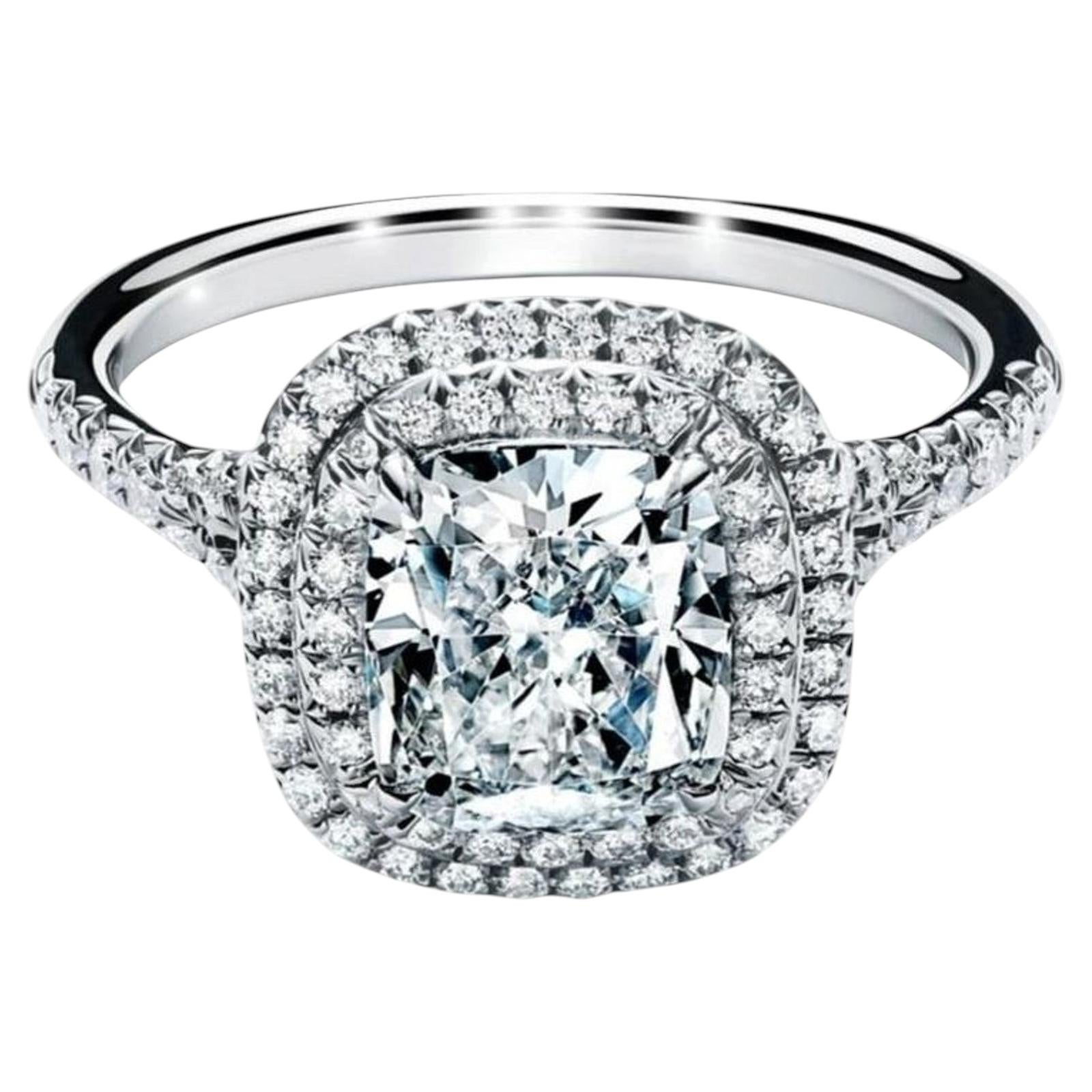 Tiffany & Co. Platinum Cushion Cut Diamond Engagement Ring For Sale