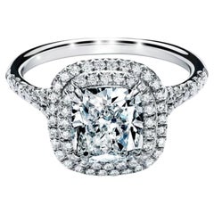Tiffany & Co. Platinum Cushion Cut Diamond Engagement Ring