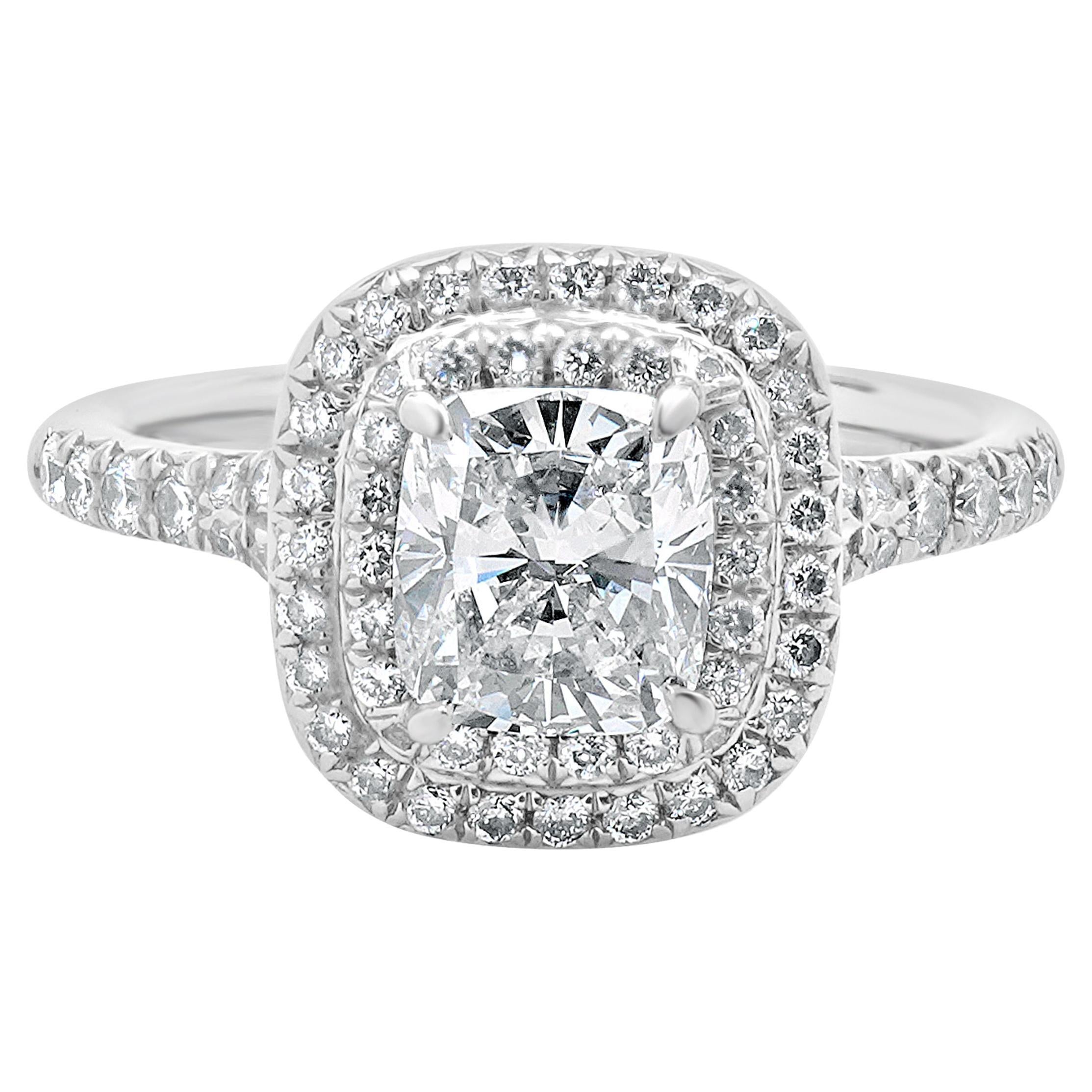 Tiffany & Co. Platin Verlobungsring mit Diamant im Kissenschliff