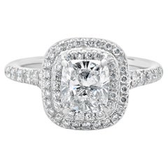 Tiffany & Co. Platin Verlobungsring mit Diamant im Kissenschliff