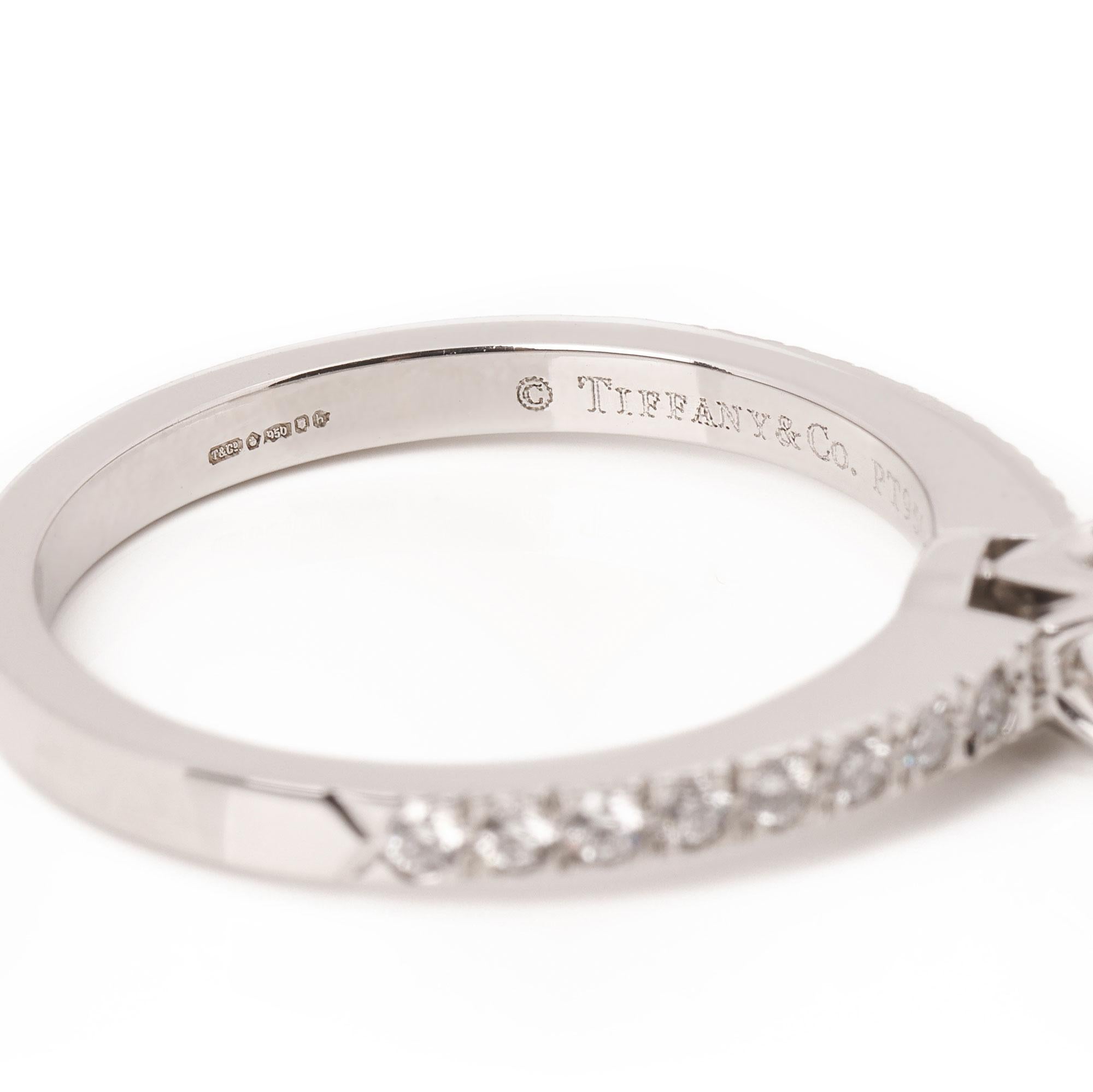 Tiffany & Co. Platinum Cushion Cut Diamond Single Stone Ring  2