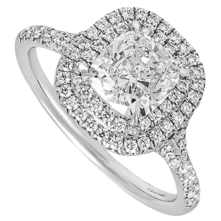 Tiffany & Co. Anello Soleste in platino con diamante taglio cuscino 1,55 ct G/VS1