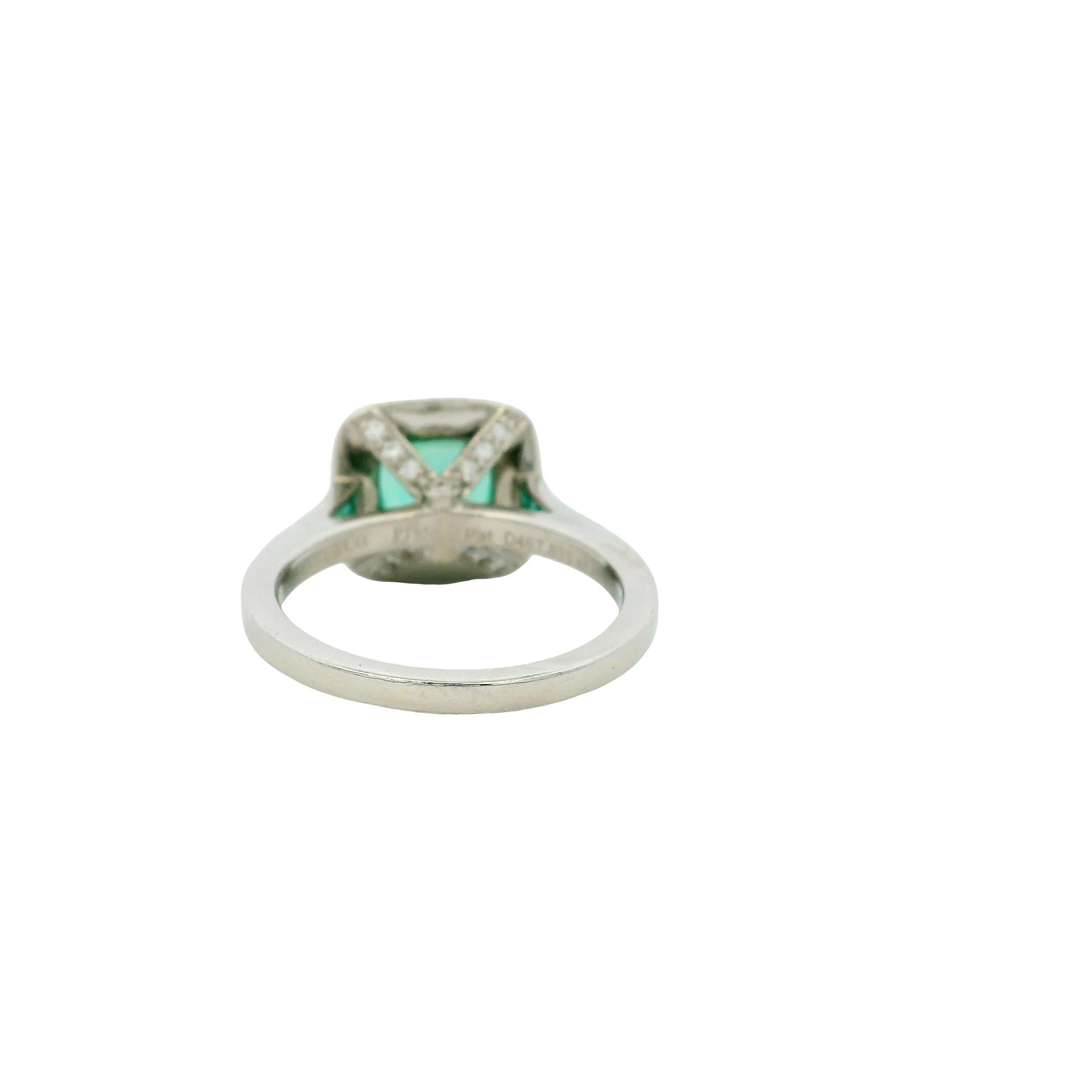 Tiffany & Co. Platin Cushion Cut GIA zertifizierter grüner Turmalin Ring im Angebot 2