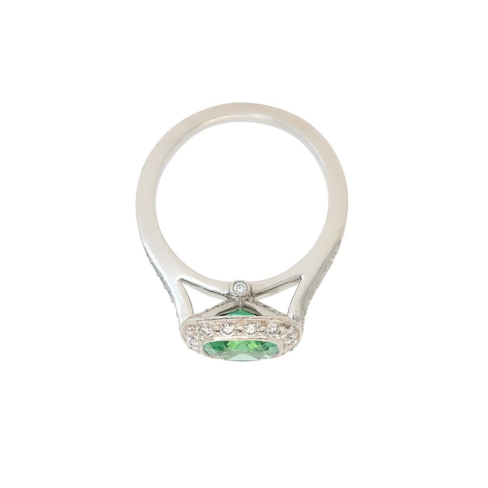 Tiffany & Co. Platinum Cushion Cut GIA Certified Green Tourmaline Ring For Sale 5