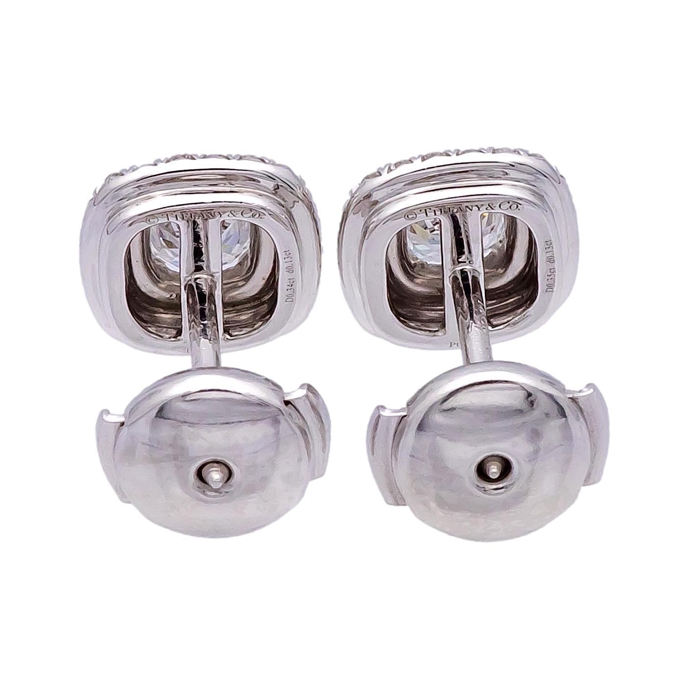 Modern Tiffany & Co. Platinum Cushion Double Soleste 0.95ct TW Stud Earrings HVVS1