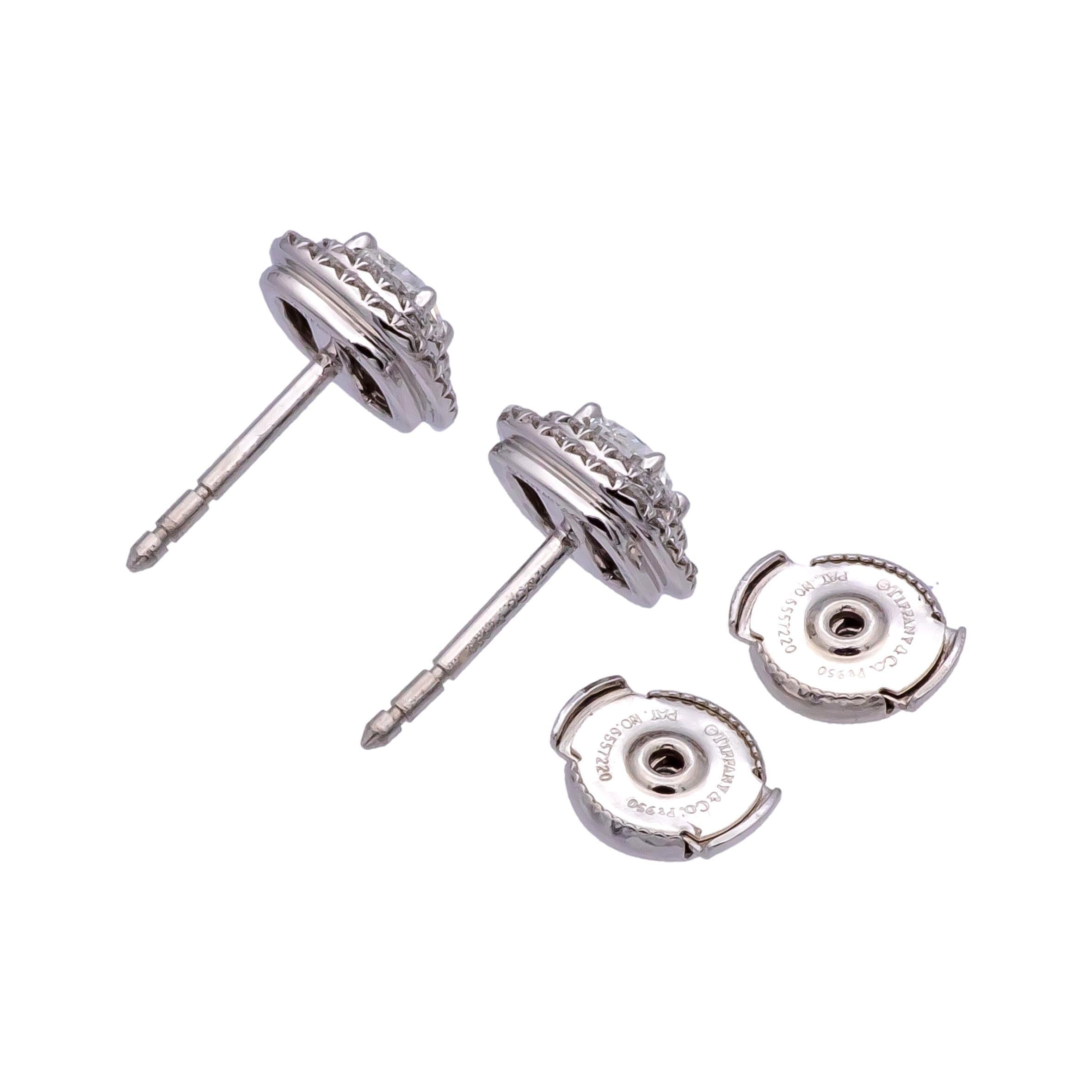 Women's Tiffany & Co. Platinum Cushion Double Soleste 0.95ct TW Stud Earrings HVVS1