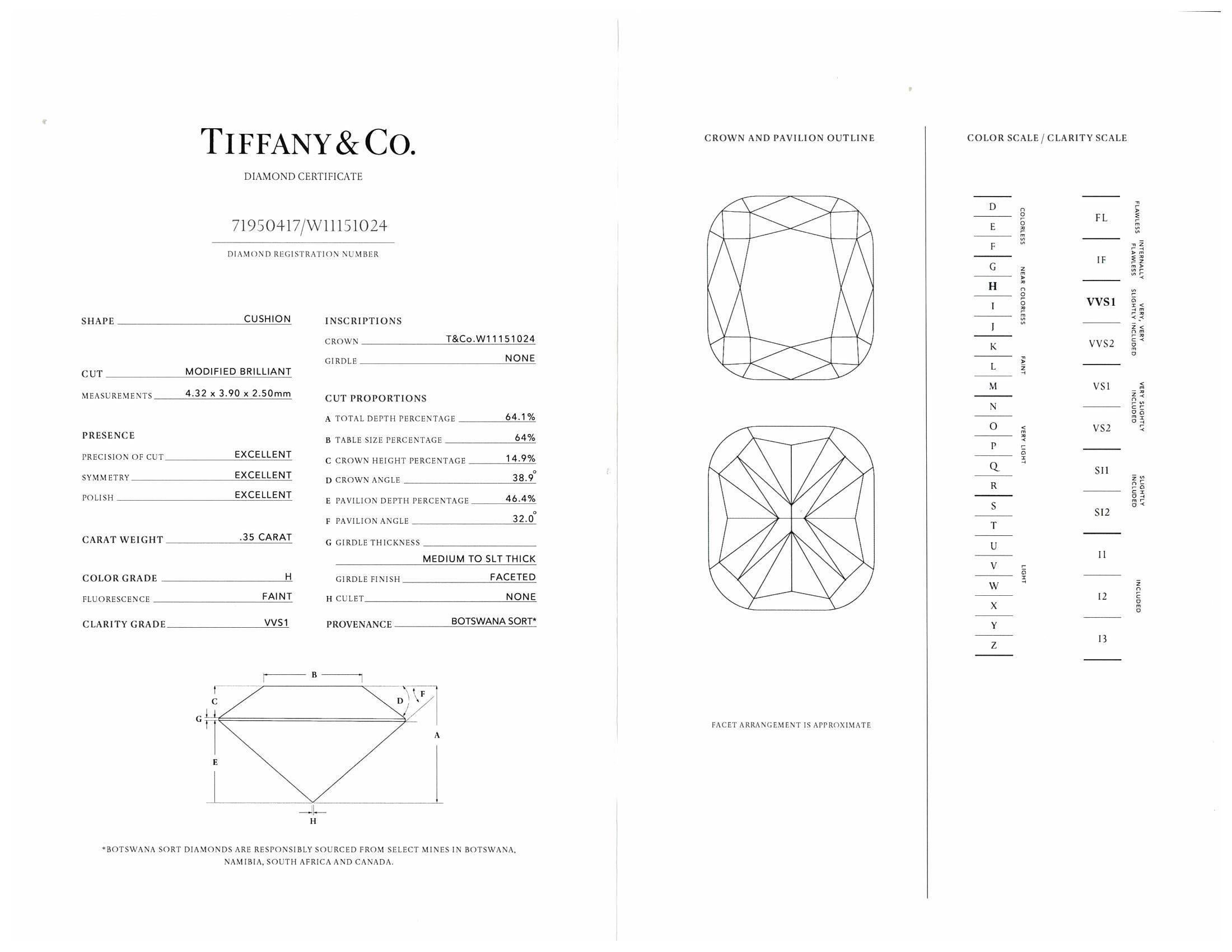Tiffany & Co. Platinum Cushion Double Soleste 0.95ct TW Stud Earrings HVVS1 3