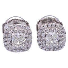 Tiffany & Co. Platinum Cushion Double Soleste 0.95ct TW Stud Earrings HVVS1