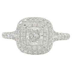 Tiffany & Co. Platinum Cushion Triple Excellent Ideal Cut Diamond Ring