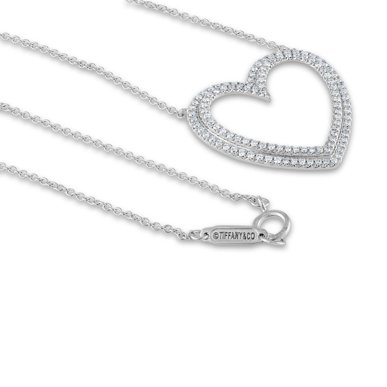 Contemporary Tiffany & Co. Platinum-Diamond-Large-Heart-Necklace For Sale