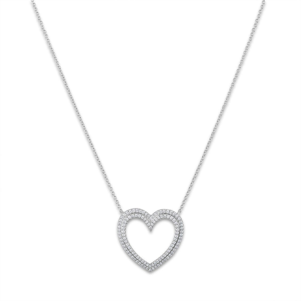 Round Cut Tiffany & Co. Platinum-Diamond-Large-Heart-Necklace For Sale