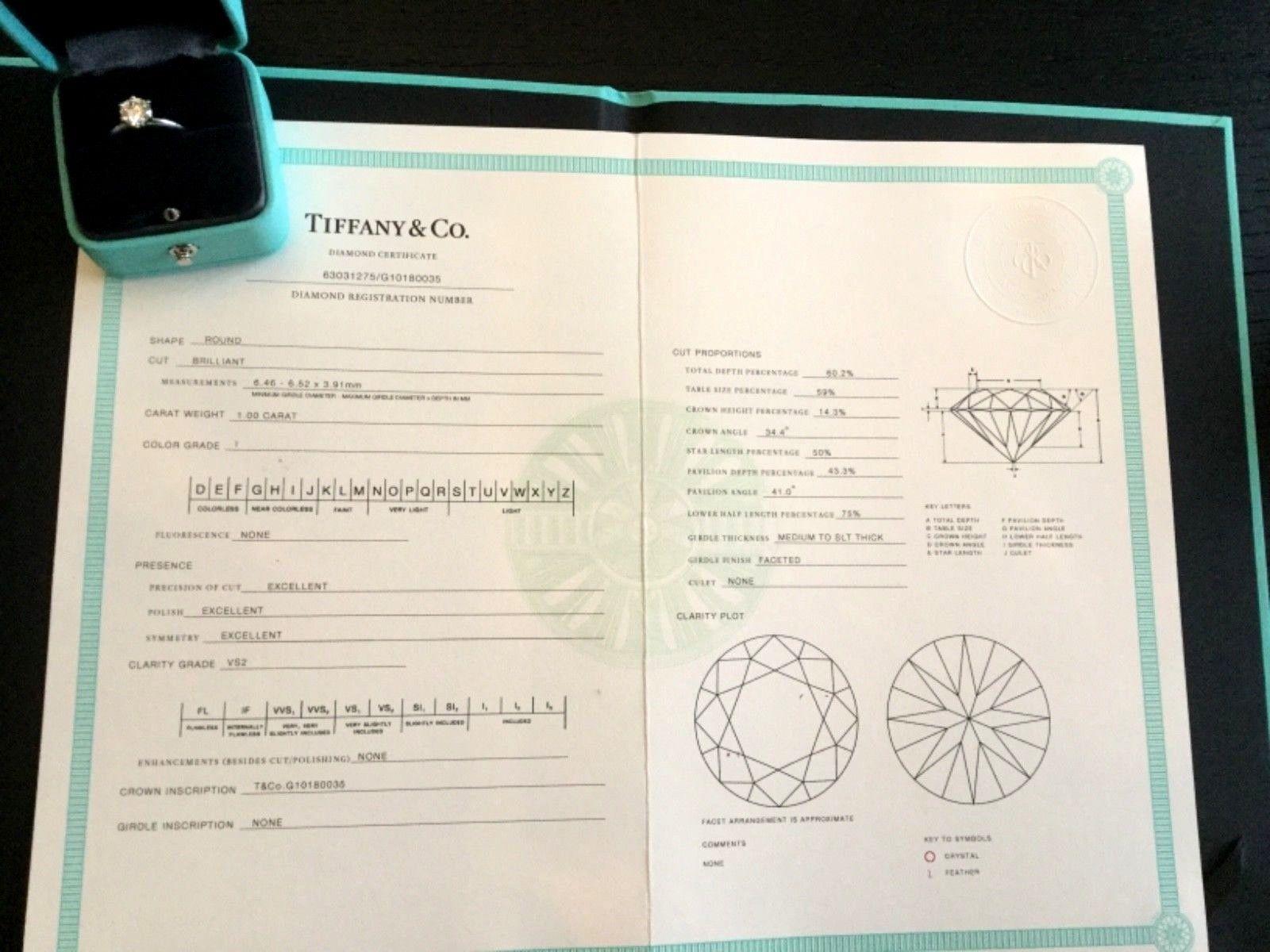 Tiffany & Co. Platinum Diamond 1.00 Carat Round Engagement Ring 2018 New 1