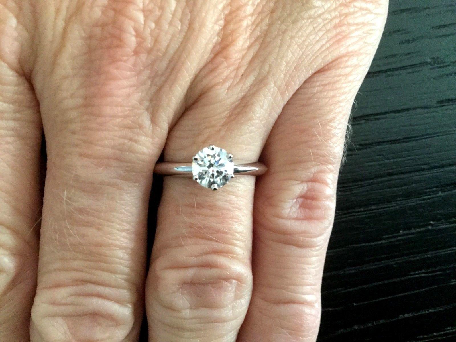 Round Cut Tiffany & Co. Platinum Diamond 1.02 Carat Round Engagement Ring Unworn