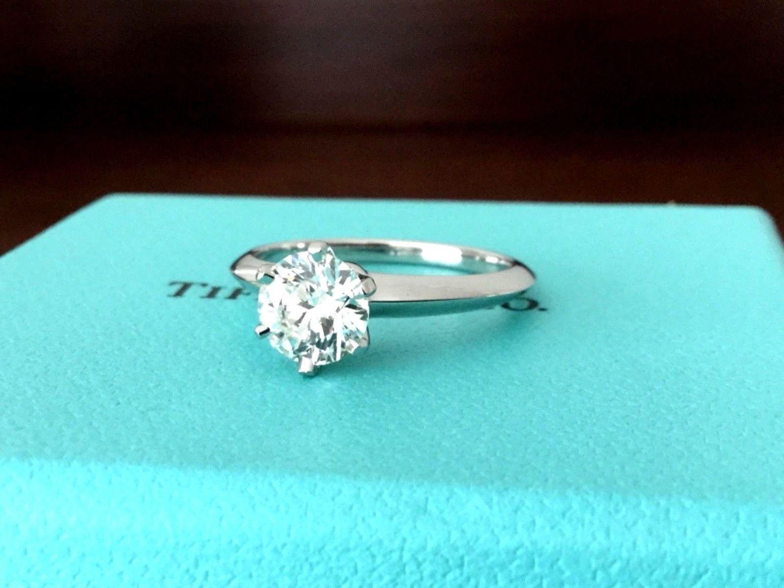 Women's Tiffany & Co. Platinum Diamond 1.02 Carat Round Engagement Ring Unworn