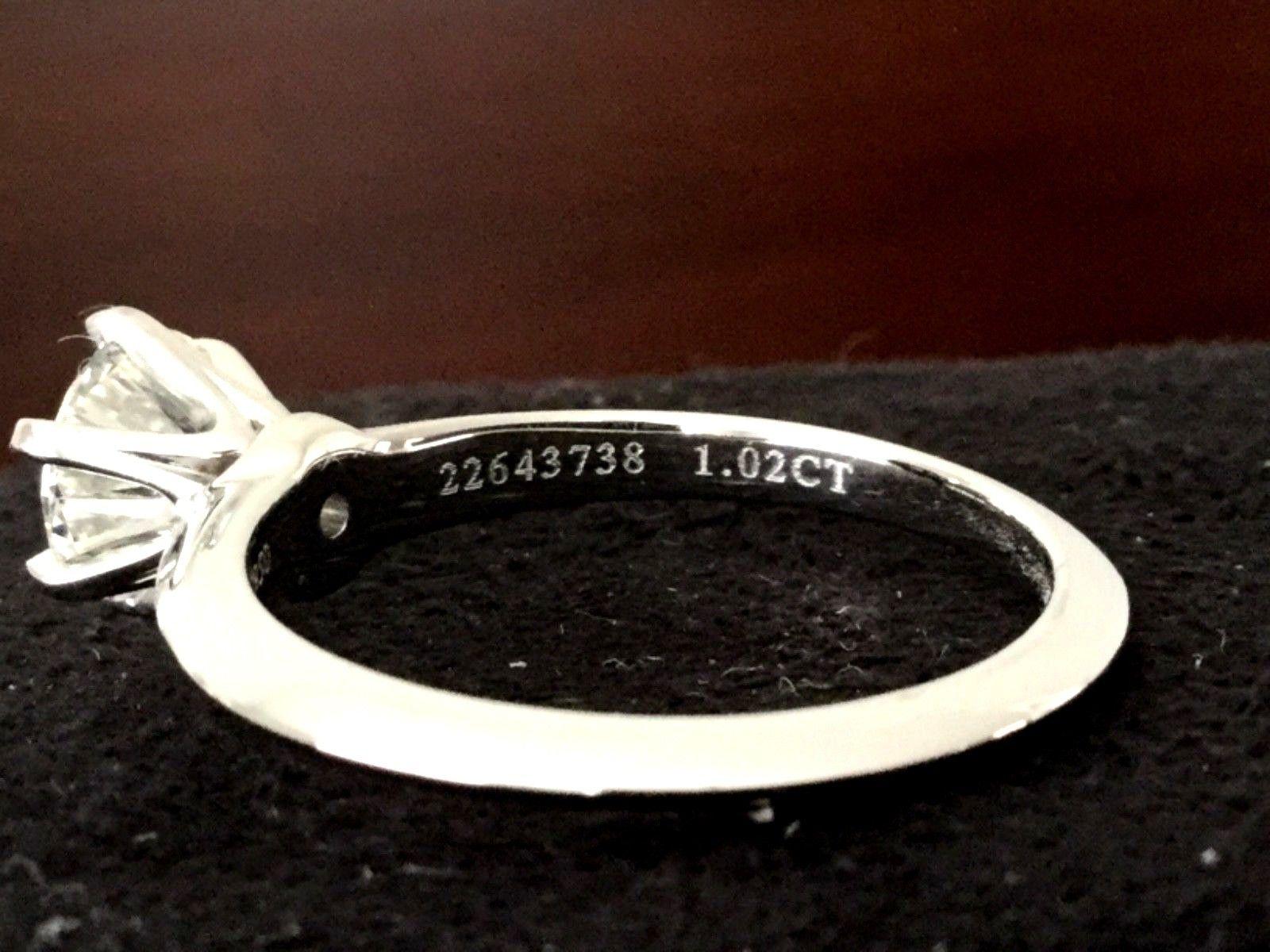 Tiffany & Co. Platinum Diamond 1.02 Carat Round Engagement Ring Unworn 3