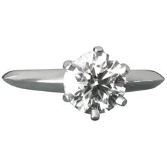 Tiffany & Co. Platinum Diamond 1.02 Carat Round Engagement Ring Unworn