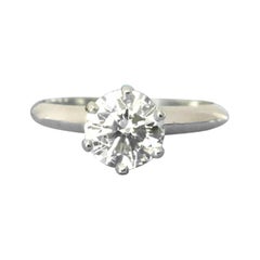 Tiffany & Co. Platinum Diamond 1.03 Carat Round Ring G VS1 Triple Excellent Cut