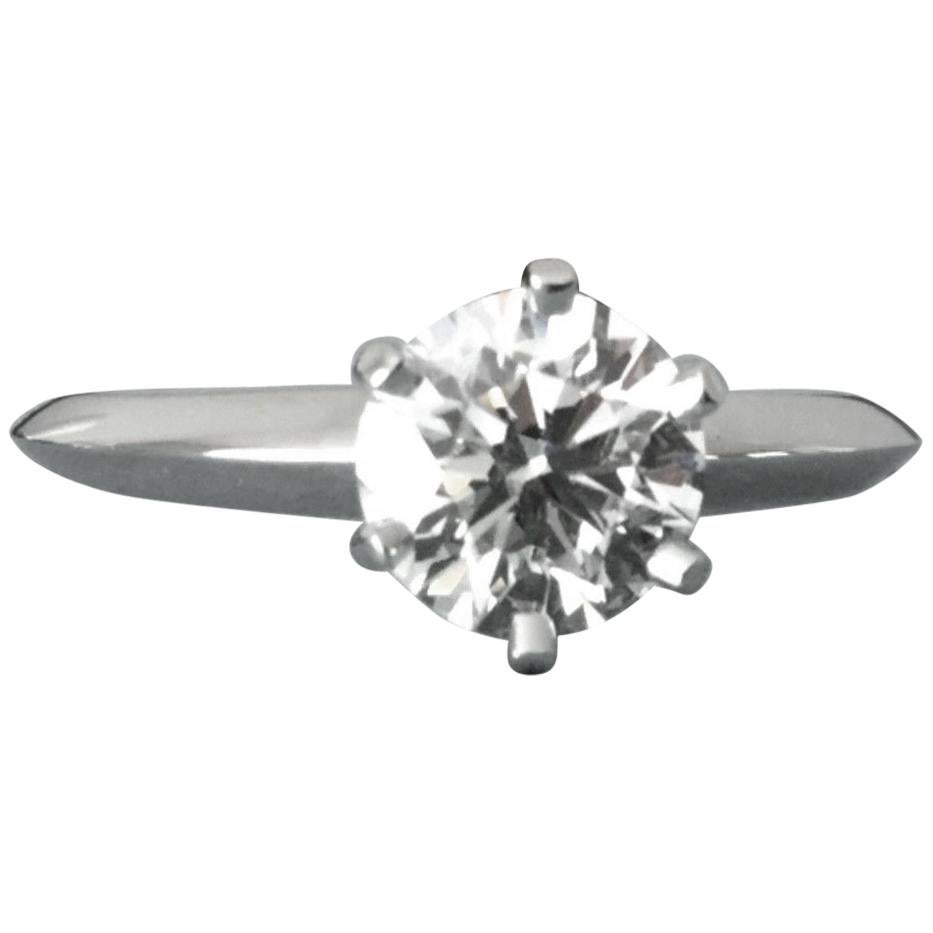 Tiffany & Co. Platinum Diamond 1.05 Carat Round Engagement Ring H