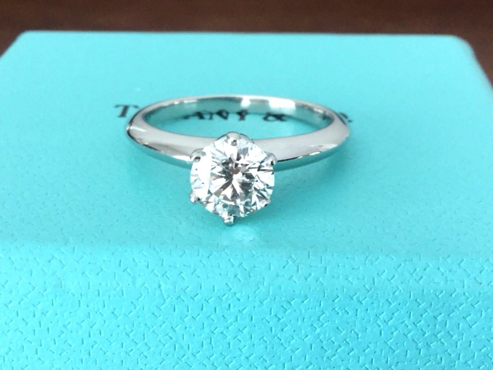 Tiffany & Co. Platinum Diamond 1.08 Carat Round Engagement Ring H VS2 6