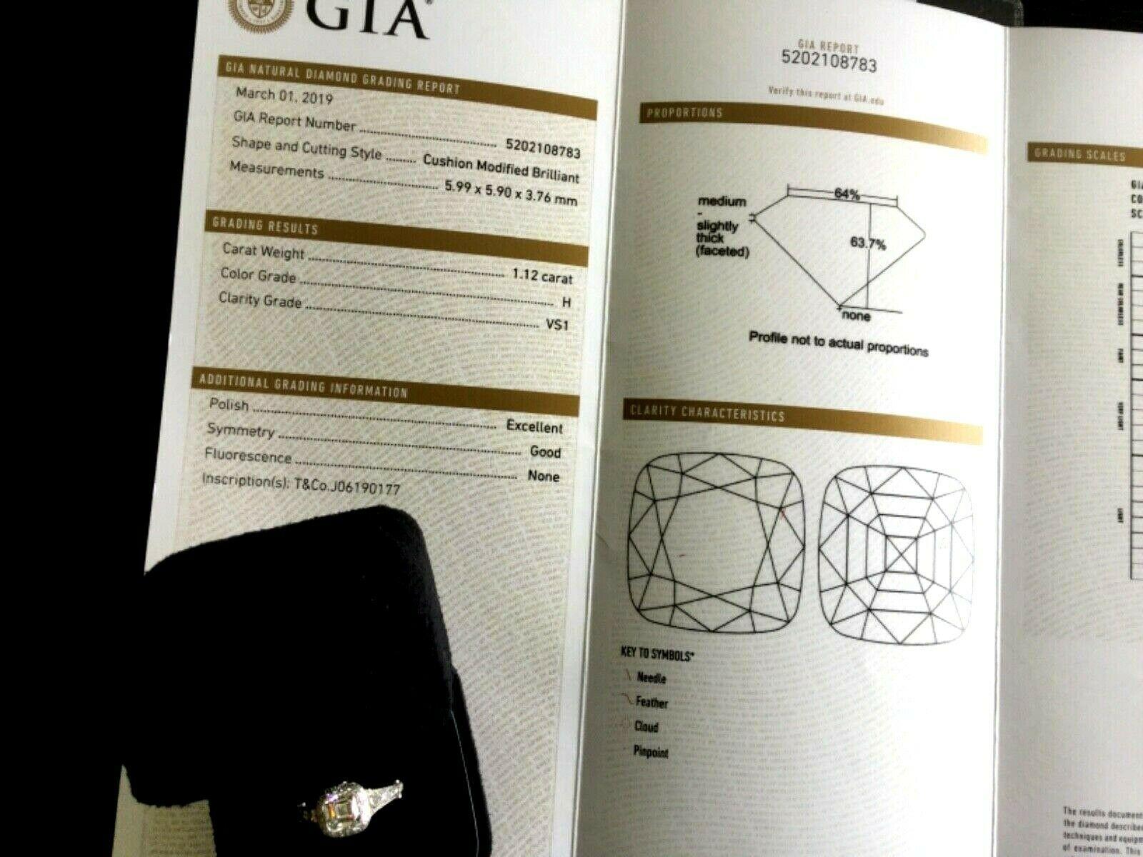 Tiffany & Co. Platinum Diamond 1.12 Carat Legacy Engagement Ring H VS1 Custom 1
