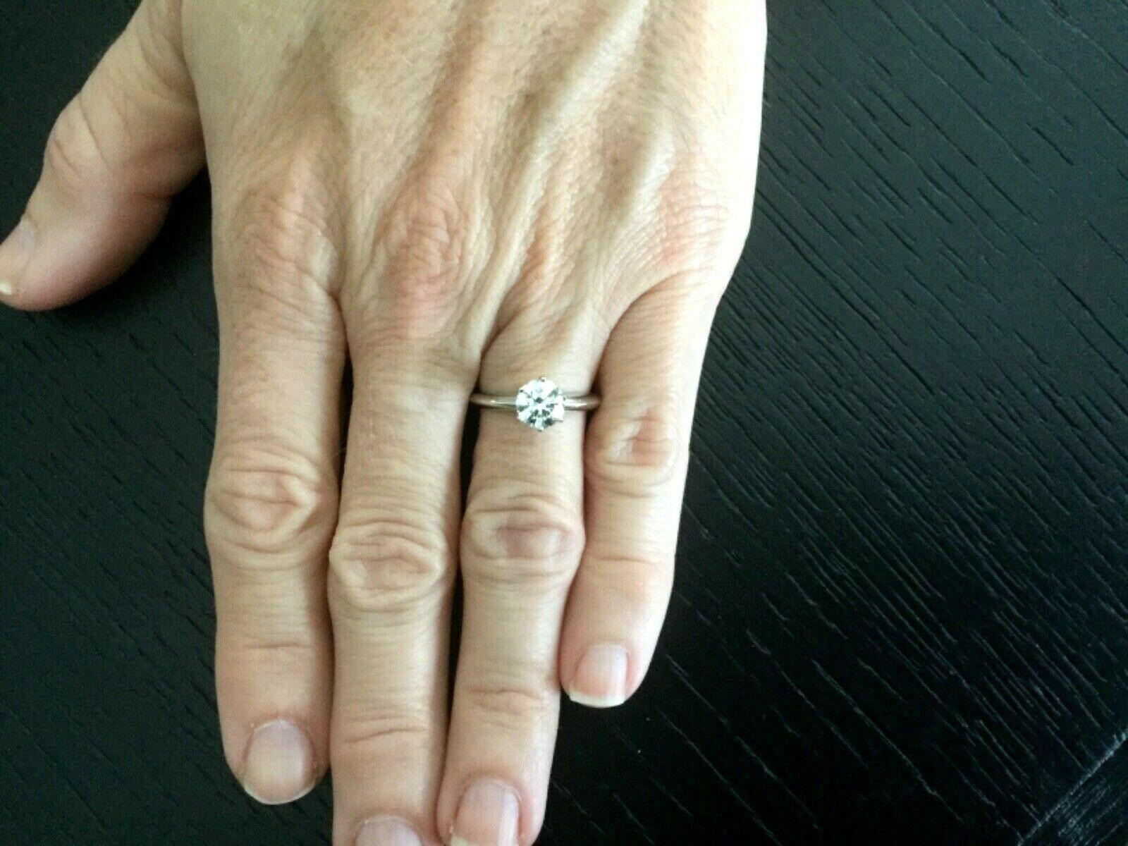 Women's Tiffany & Co. Platinum Diamond 1.19 Carat Round Engagement Ring H VS2 Triple Exc