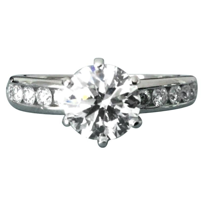 Tiffany & Co. Platinum Diamond 1.24 Carat Round Engagement Ring H VVS2 For Sale