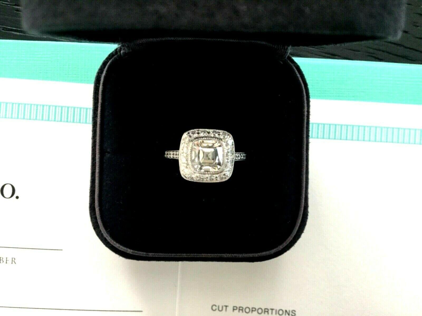 Cushion Cut Tiffany & Co. Platinum Diamond 1.29 Carat Legacy Engagement Ring H VS1