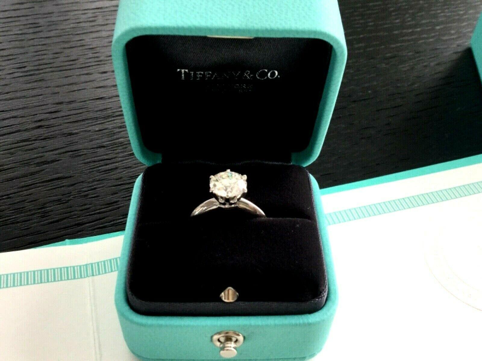 Tiffany & Co. Platinum Diamond 1.87 Carat Round Ring I VS1 Triple Excellent 9