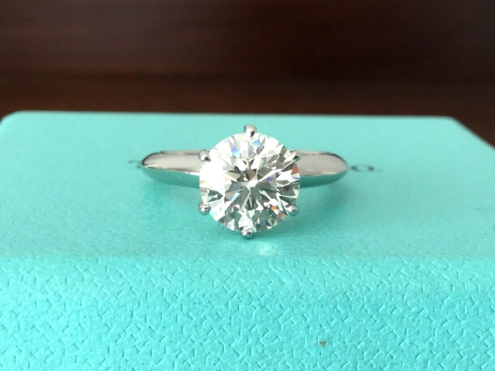 Tiffany & Co. Platinum Diamond 1.87 Carat Round Ring I VS1 Triple Excellent In Excellent Condition In Middletown, DE