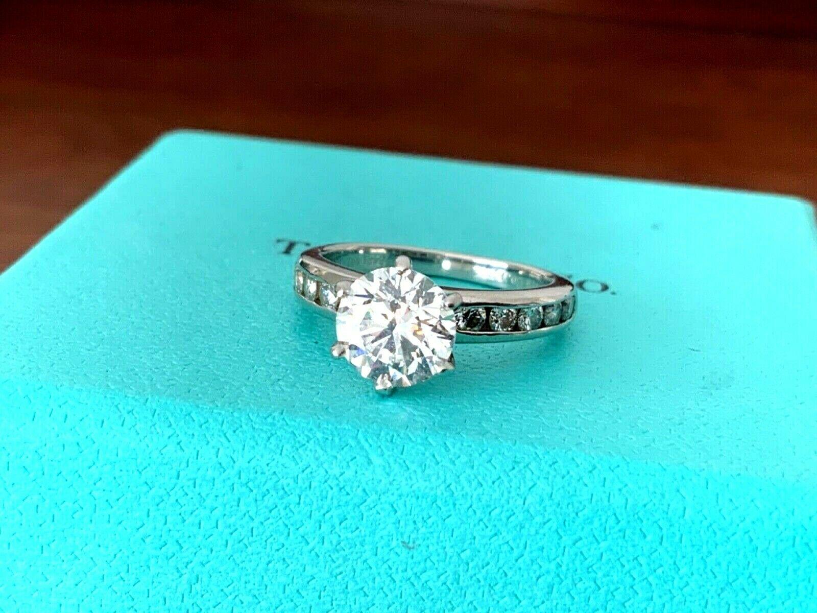 Tiffany & Co. Platinum Diamond 1.47 Carat Round Engagement Ring G VVS2 Triple Ex For Sale 3