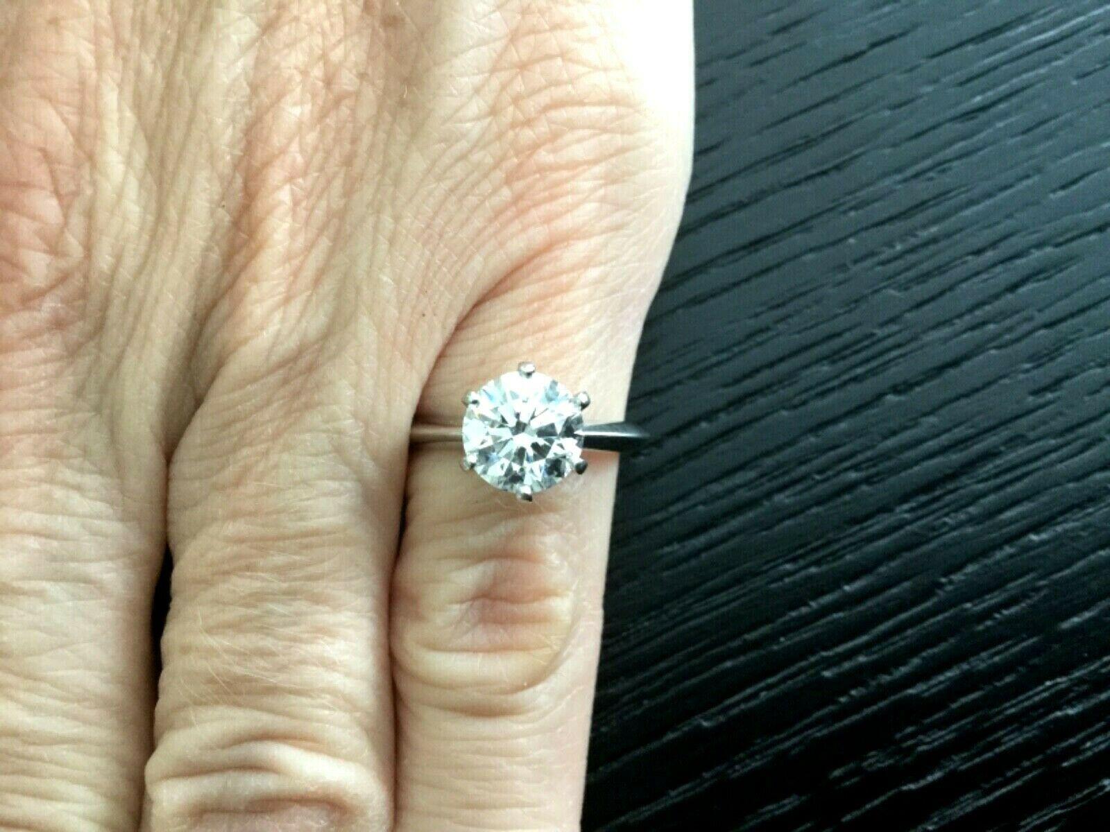 Tiffany & Co. Platinum Diamond 1.71 Carat Round Engagement Ring I VS1 Triple Exc In Excellent Condition In Middletown, DE