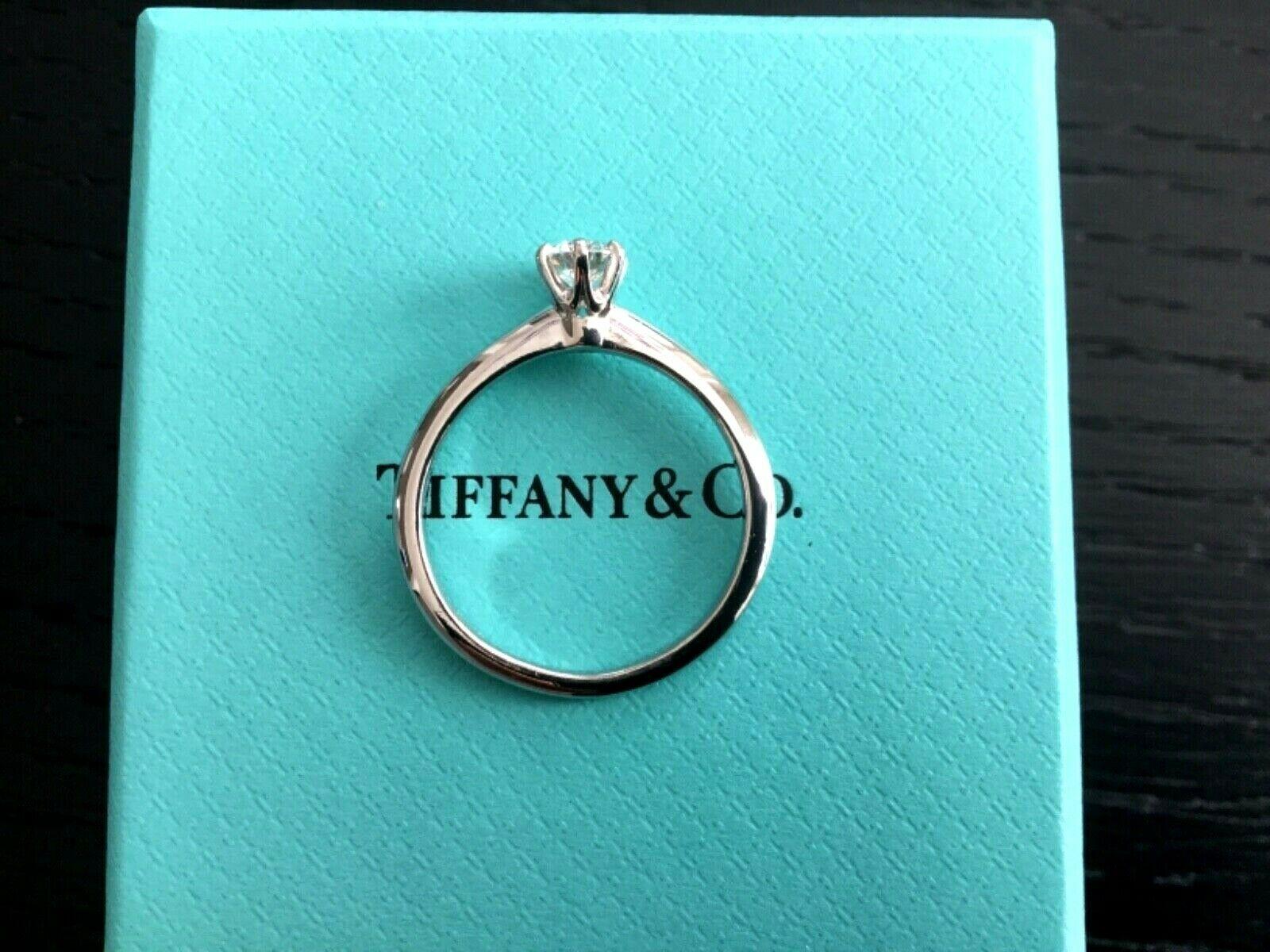 Tiffany & Co. Platinum Diamond .46 Carat Round Engagement Ring F VS1 2