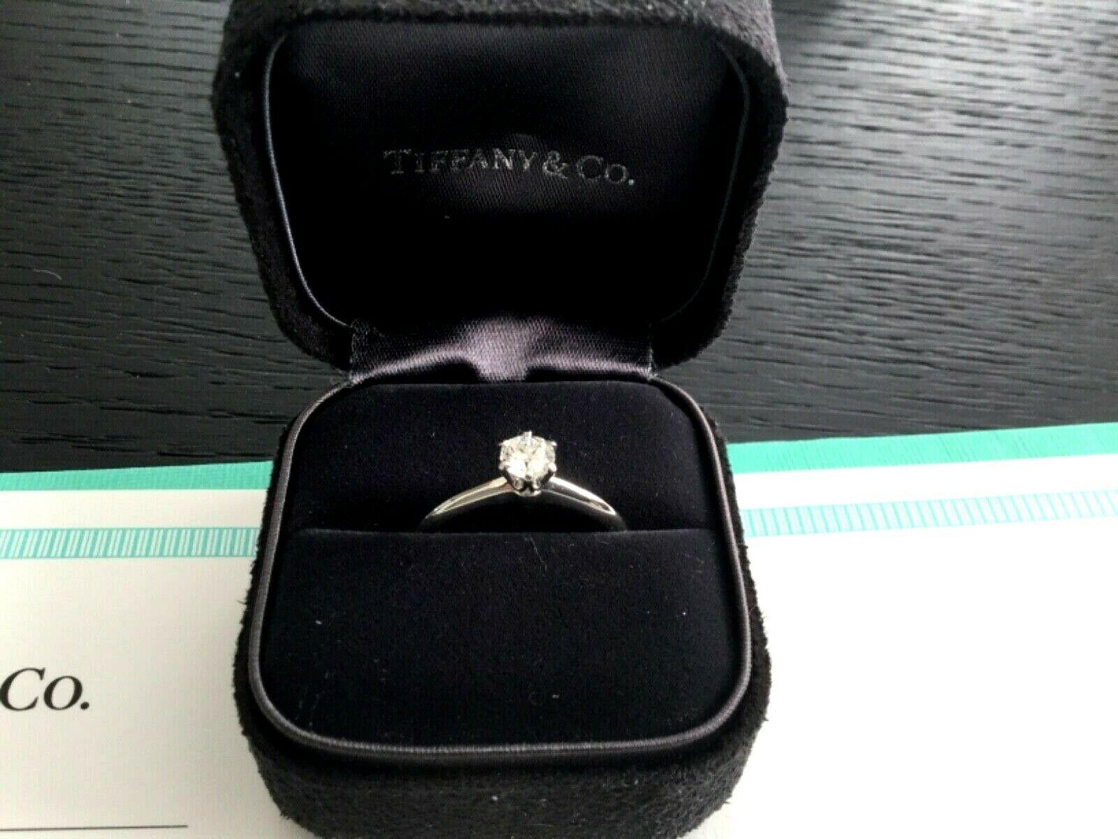 Tiffany & Co. Platinum Diamond .46 Carat Round Engagement Ring F VS1 3