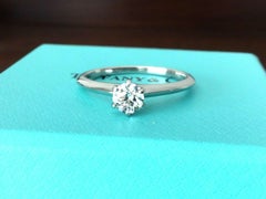 Tiffany & Co. Platinum Diamond .46 Carat Round Engagement Ring F VS1
