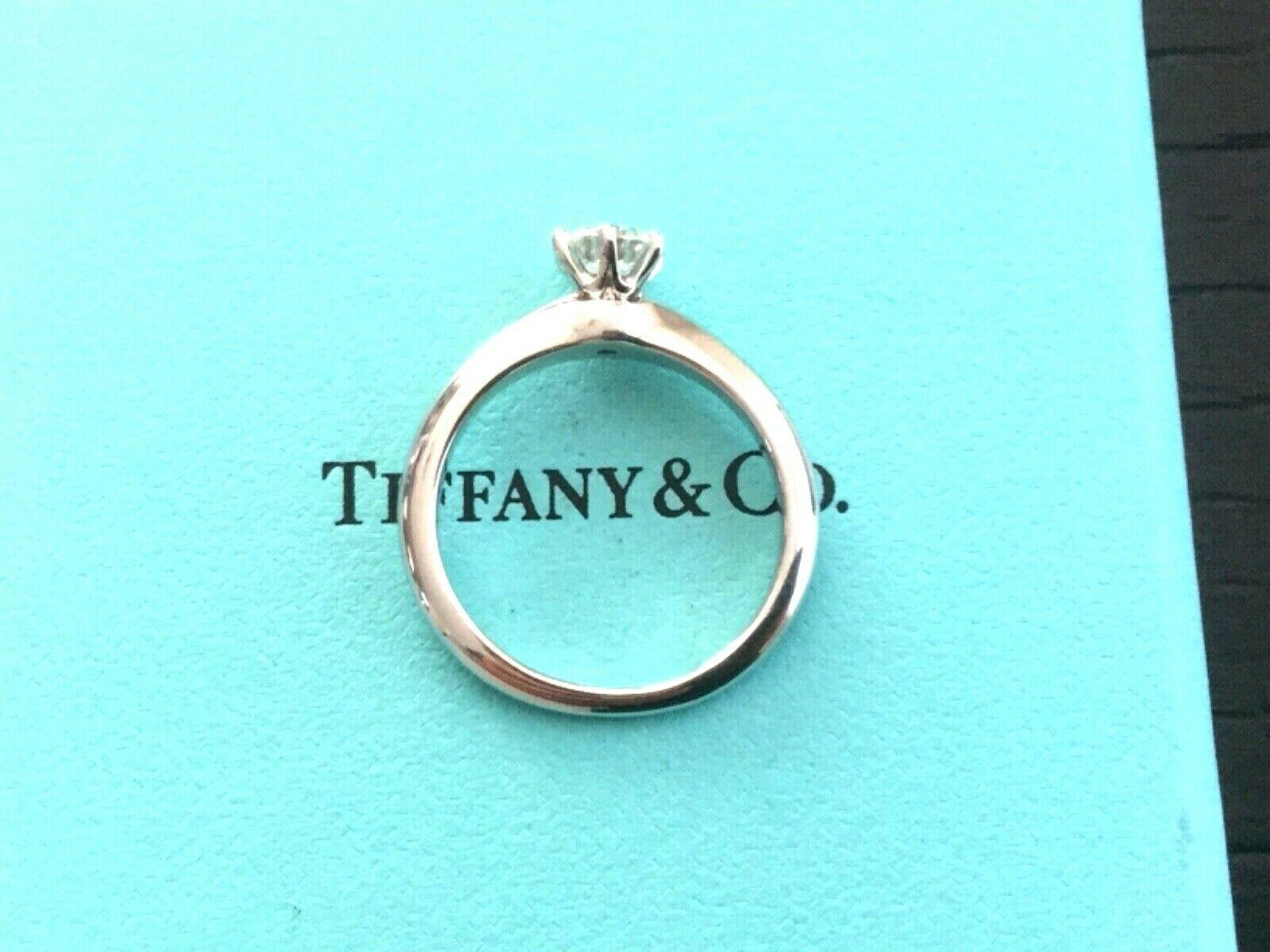 Women's Tiffany & Co. Platinum Diamond .53 Carat Round Ring I Color VS1 Clarity Exc Cut