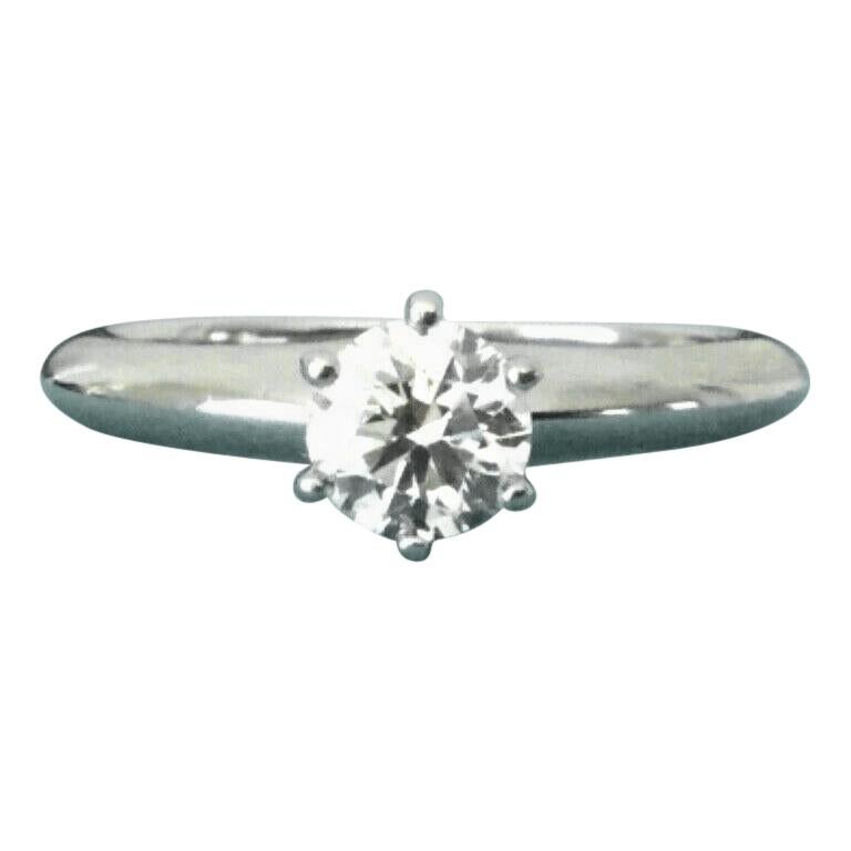 Tiffany & Co. Platinum Diamond .53 Carat Round Ring I Color VS1 Clarity Exc Cut