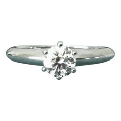 Tiffany & Co. Platinum Diamond .53 Carat Round Ring I Color VS1 Clarity Exc Cut