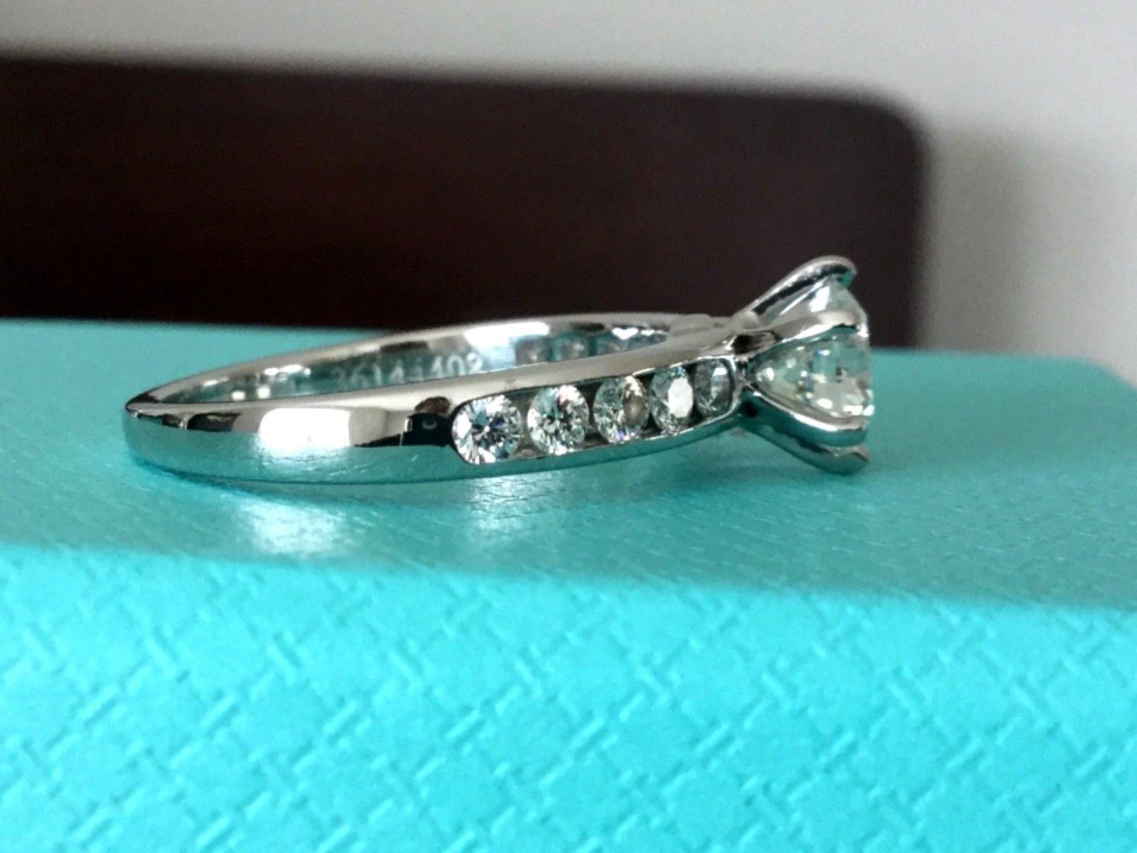 Round Cut Tiffany & Co. Platinum Diamond .60 Carat H VS1 Triple Exc Round Engagement Ring For Sale