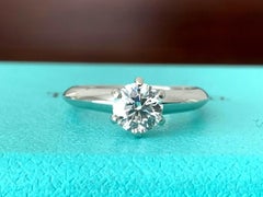 Tiffany & Co. Platinum Diamond .60 Carat Round Ring H VVS2 Triple Excellent Cut
