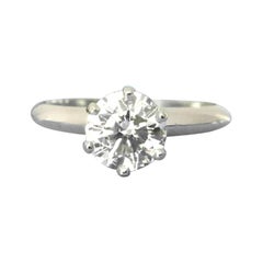 Tiffany & Co. Platinum Diamond .60 Carat Round Ring H VVS2 Triple Excellent Cut