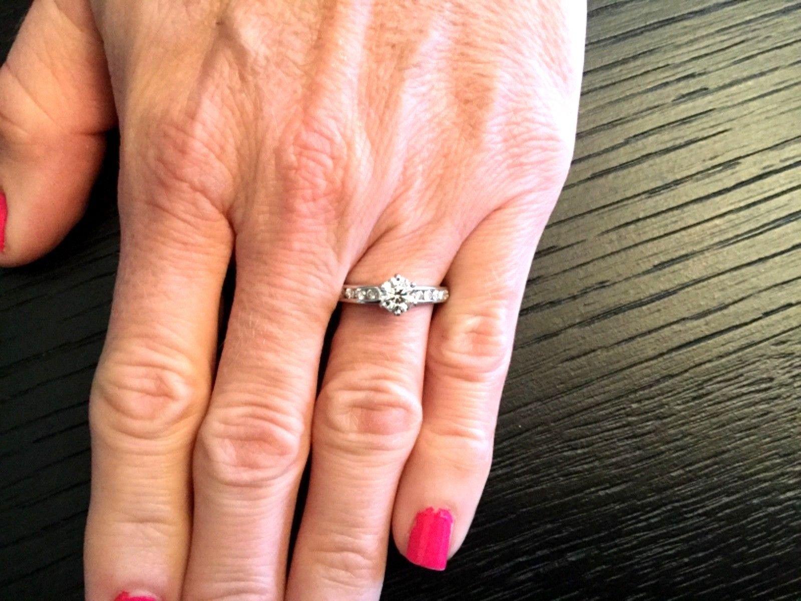 Tiffany & Co. Platinum Diamond .74 Carat Round Engagement Ring In Excellent Condition In Middletown, DE