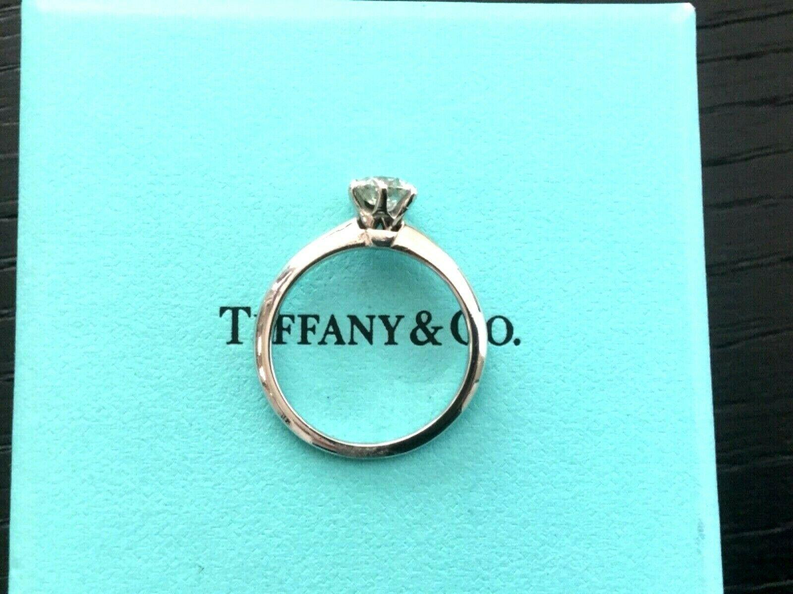 Tiffany & Co. Platinum Diamond .77 Carat Round Ring F VS2 Triple Excellent Cut For Sale 3