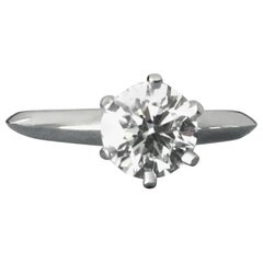 Tiffany & Co. Platinum Diamond .77 Carat Round Ring F VS2 Triple Excellent Cut