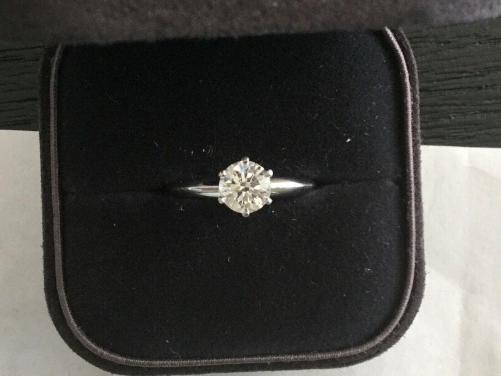 Tiffany & Co. Platinum Diamond .78 Carat Round Engagement Ring I VVS1 For Sale 8