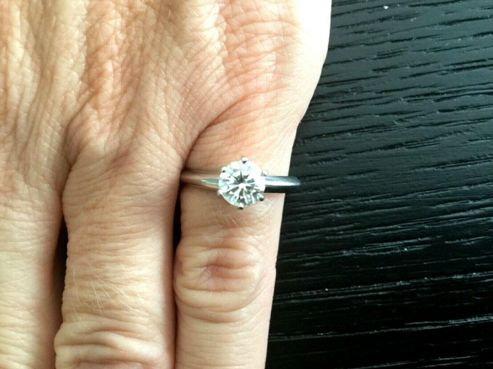 Round Cut Tiffany & Co. Platinum Diamond .78 Carat Round Engagement Ring I VVS1 For Sale