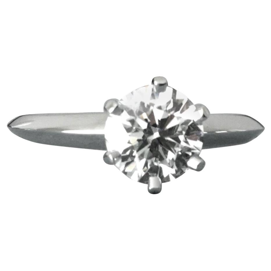 Tiffany & Co. Platinum Diamond .78 Carat Round Engagement Ring I VVS1 For Sale